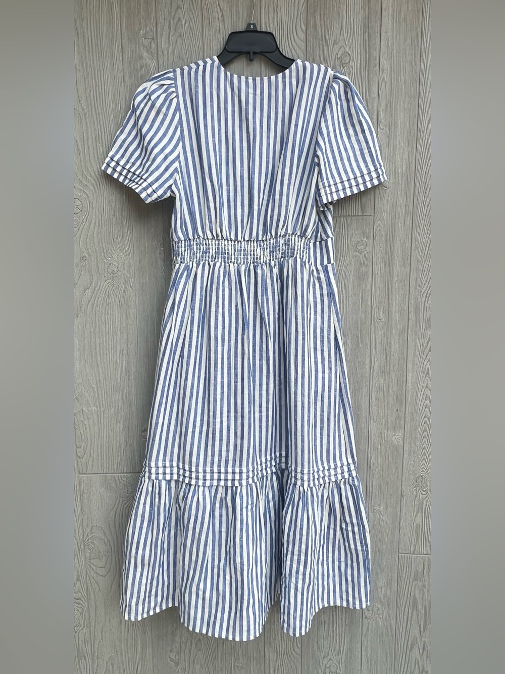 Like New Biden Eve Linen Midi Dress Surf The Web Stripe Size 12 - Picture 3 of 6